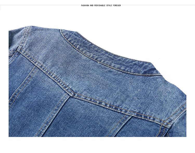 The Round Neck Casual Short Jacket Plus Size Denim Jacket Female Students FLIPSTYLEZLLC