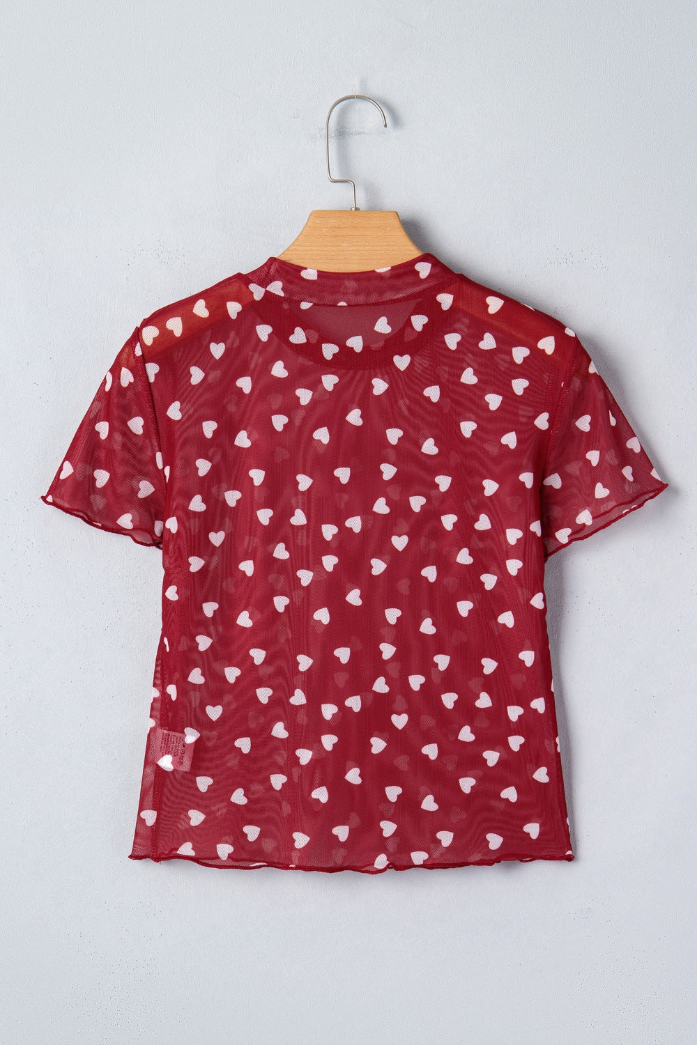 Sheer Heart Print Fitted Top Shopimist
