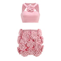 Fashion Suit Top Halter Decorative Flower Skirt See size chart under “more details” The Fashion Celestial