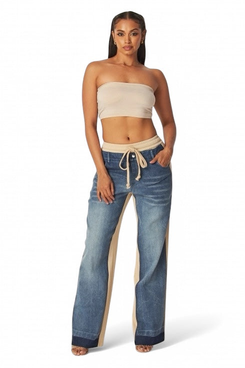 April Straight Leg Denim Jean Sweatpants The House of Stylez