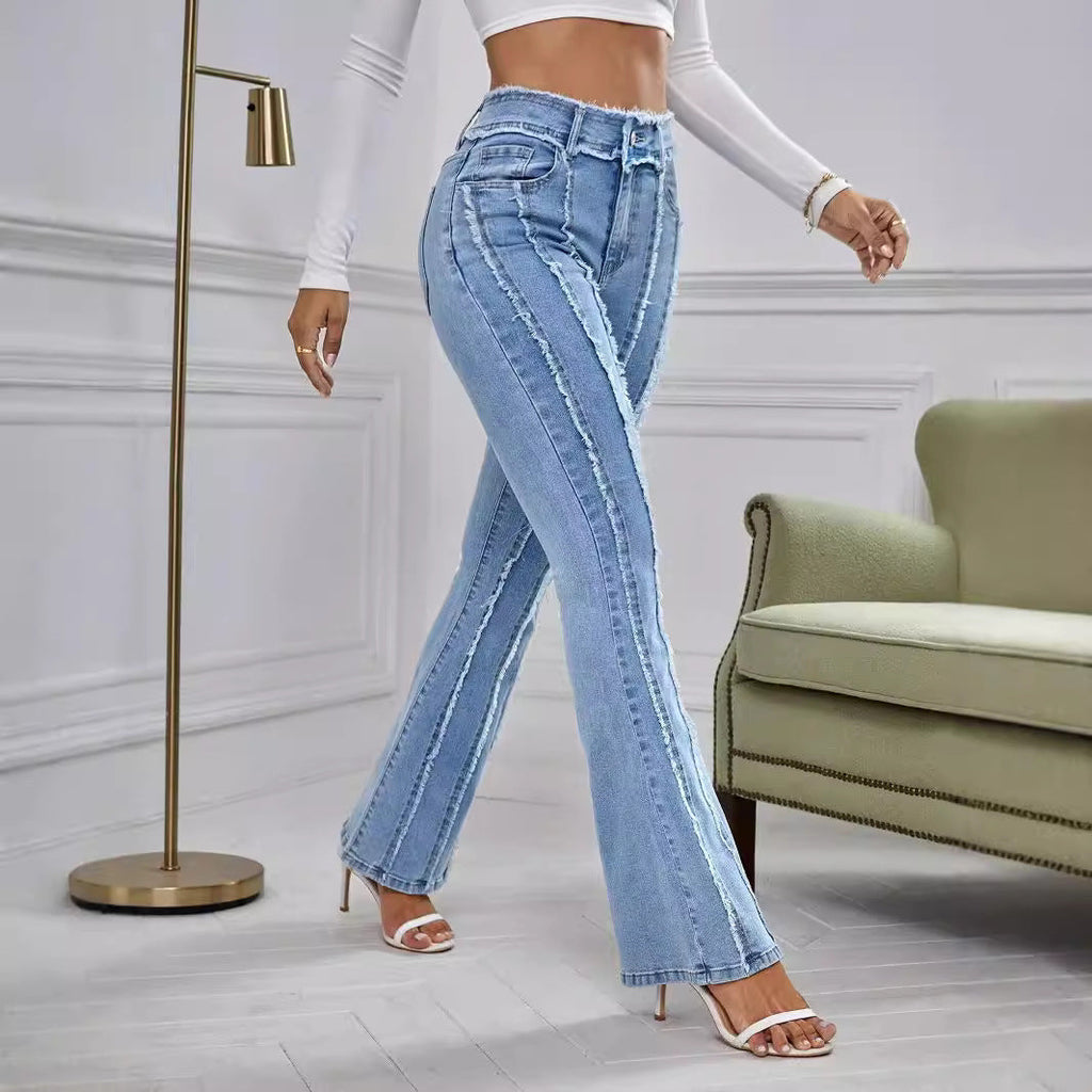 New Slightly Flared Wadding Edge Jeans For Women FLIPSTYLEZLLC