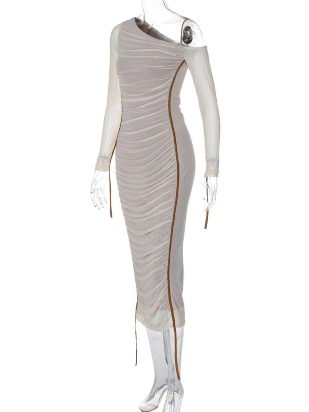 One-Shoulder Ruched Bodycon Midi Dress Shopimist