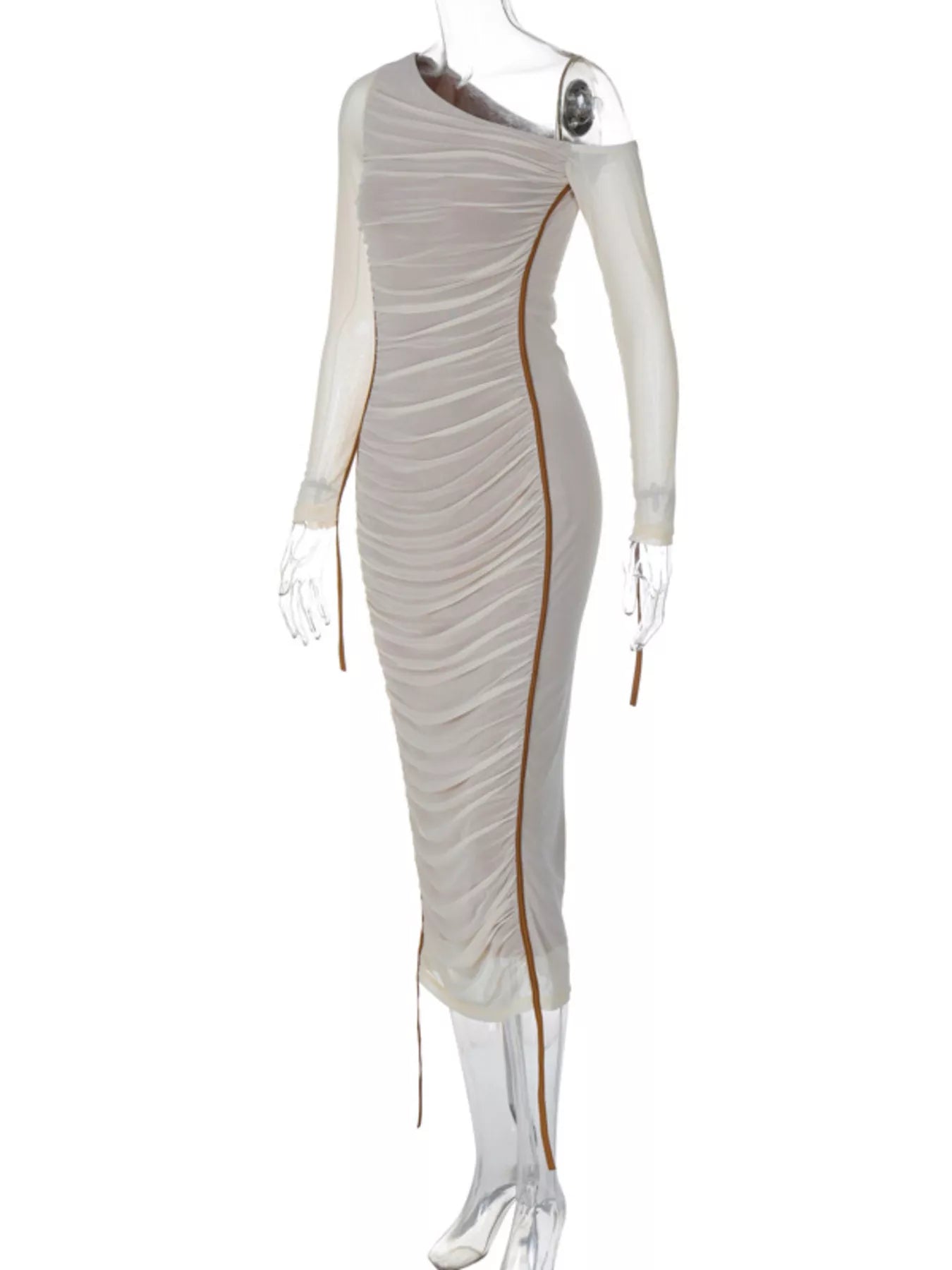 One-Shoulder Ruched Bodycon Midi Dress Shopimist