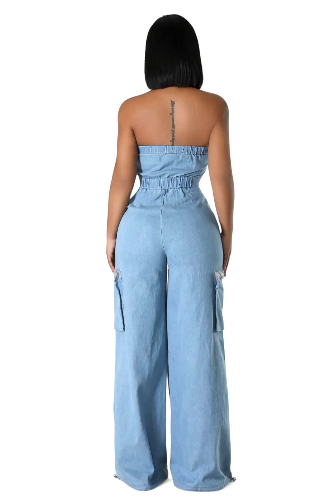 Denim Jean Sleeveless Cargo Jumpsuit The House of Stylez