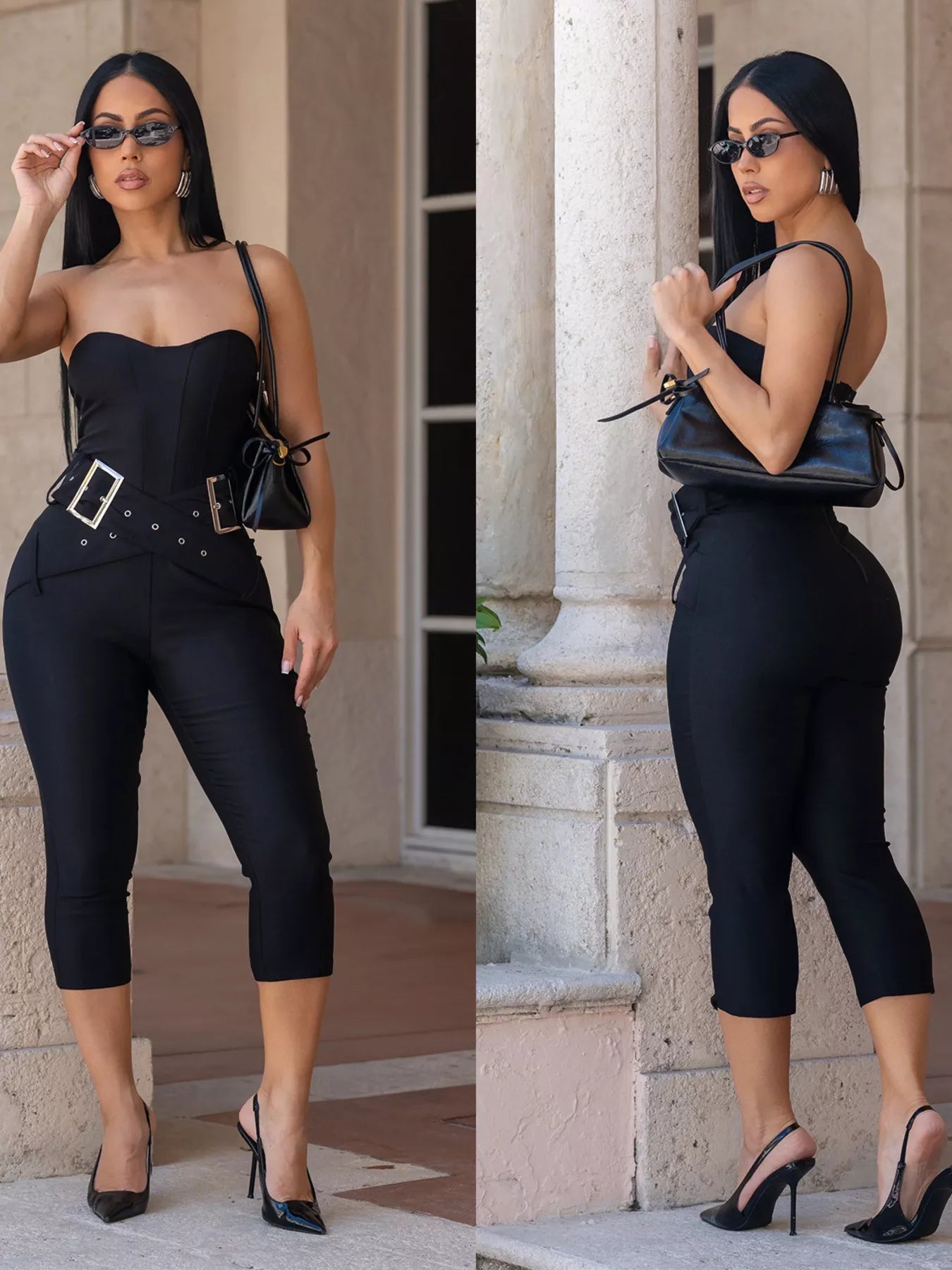 Belted Tube Skinny Jumpsuit Shopimist