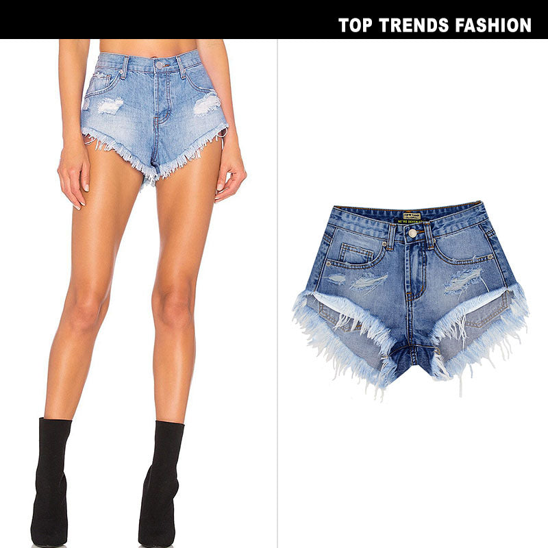 Women's Ripped Denim Summer Jean Shorts High Rise Hem Jeans Shorts SHOMICOBOUTIQUE