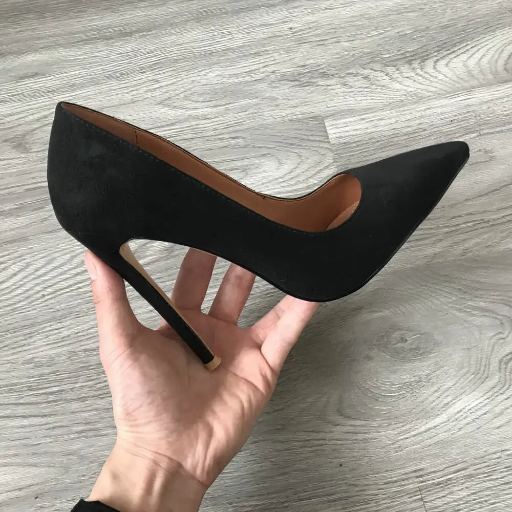 High Heel 12cm Blue Black Suede Women Pumps Super High Heels Sexy Pointed Toe Yellow Pink Satin Heels Womans Shoes 2025 SHOMICOBOUTIQUE