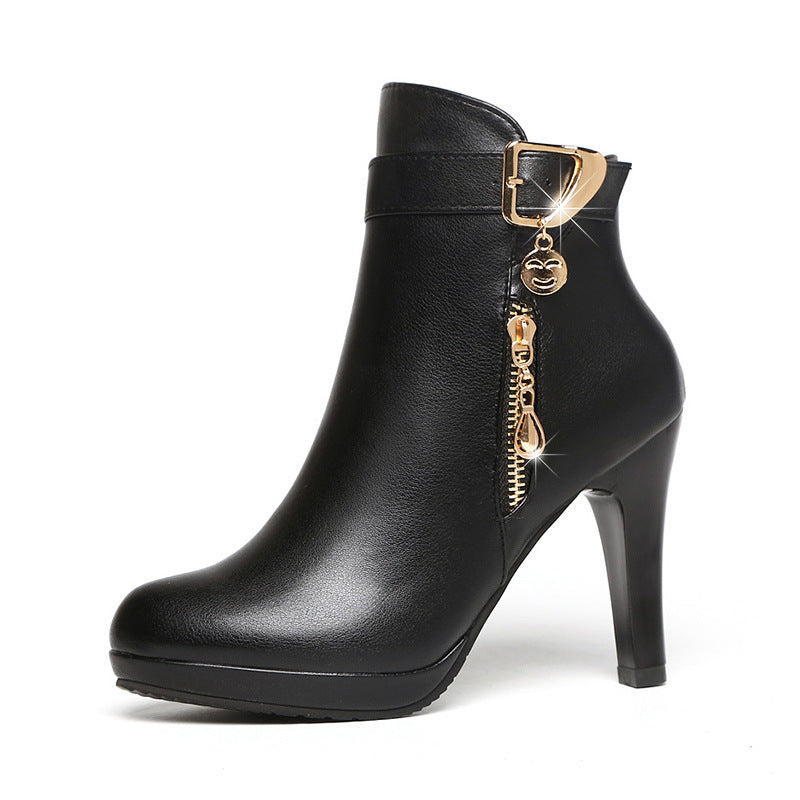 Women's Pointed-Toe Stiletto Boots | PU Leather High Heel Ankle Boots Sarah Express