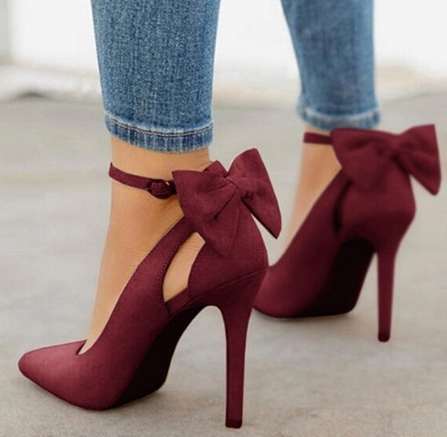 Women's Bow Pointed-Toe High Heels | Faux Leather Stiletto Sandals Sarah Express