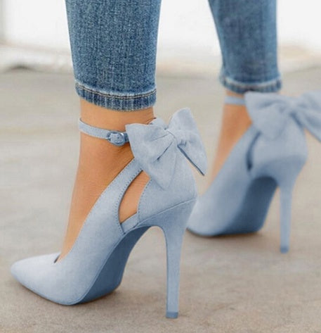 Women's Bow Pointed-Toe High Heels | Faux Leather Stiletto Sandals Sarah Express