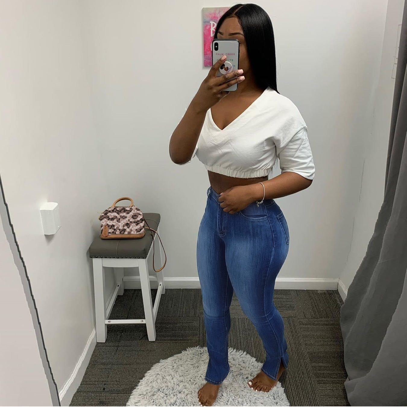 Jeans High-Rise Slim-Fit Split-Leg Pants FLIPSTYLEZLLC