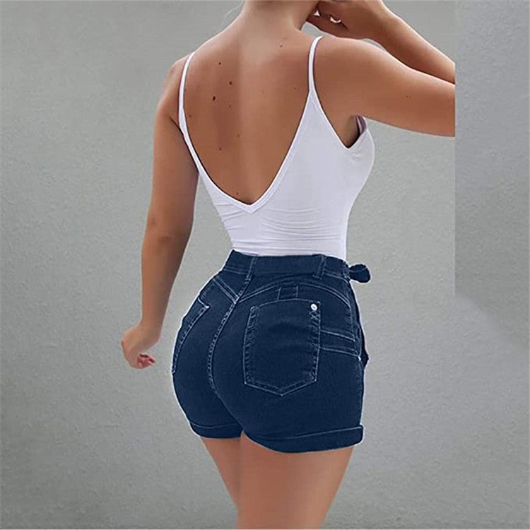 Women's Plus Size Net Red Ripped Denim Shorts FLIPSTYLEZLLC