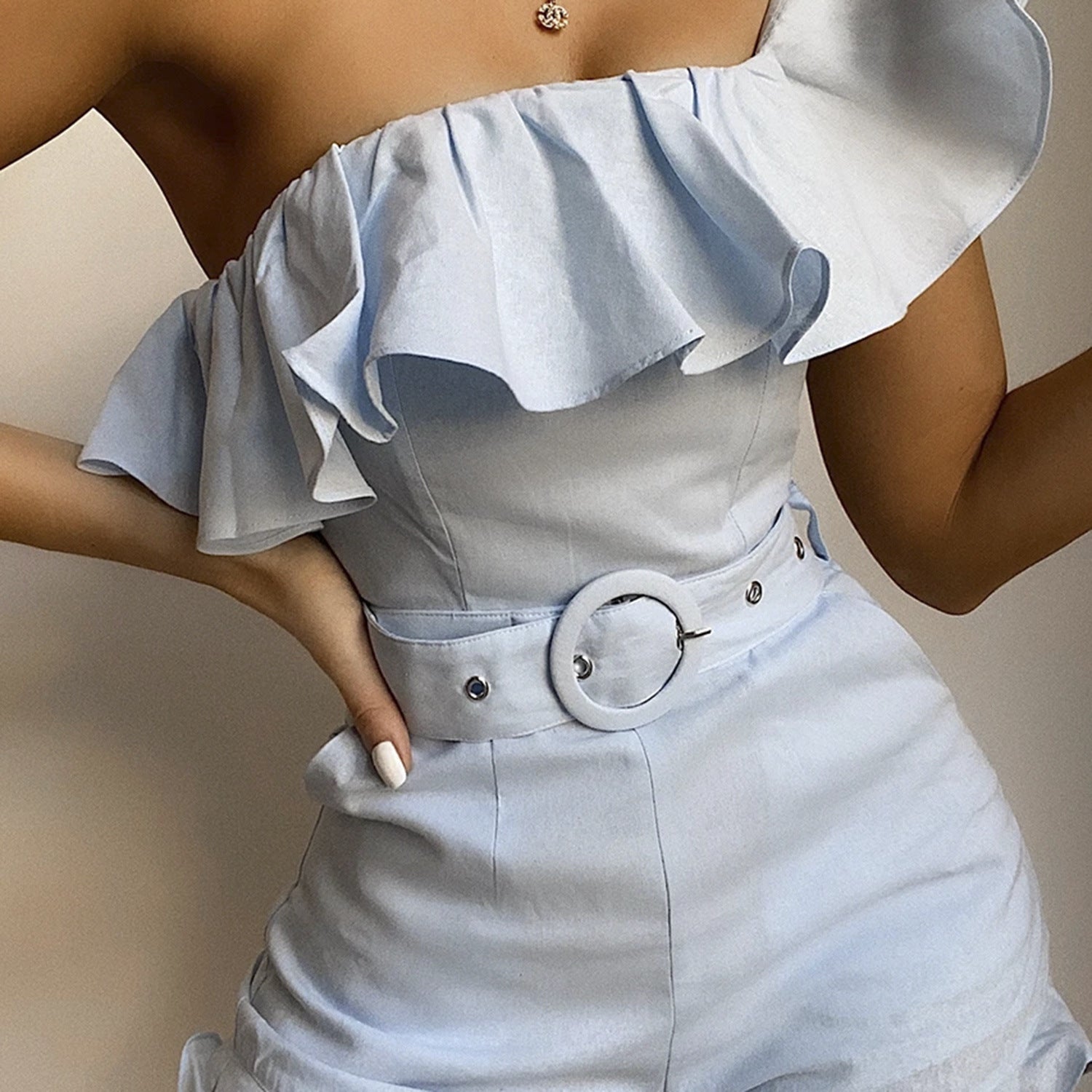 COSYGAL Sexy Jumpsuit Romper Shorts Playsuit Club Summer Women Clothing Bodycon Bodysuit One Shoulder Femme Catsuit Clothes FLIPSTYLEZLLC
