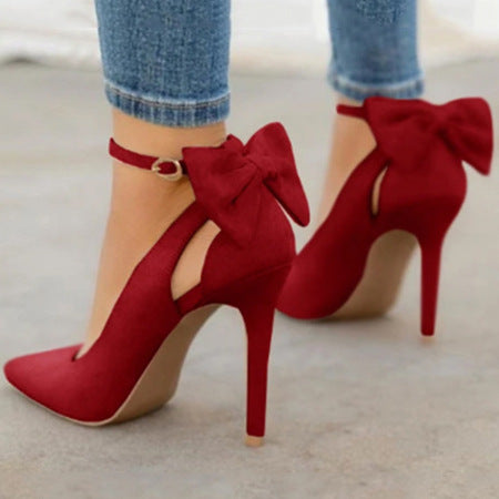 Women's Bow Pointed-Toe High Heels | Faux Leather Stiletto Sandals Sarah Express