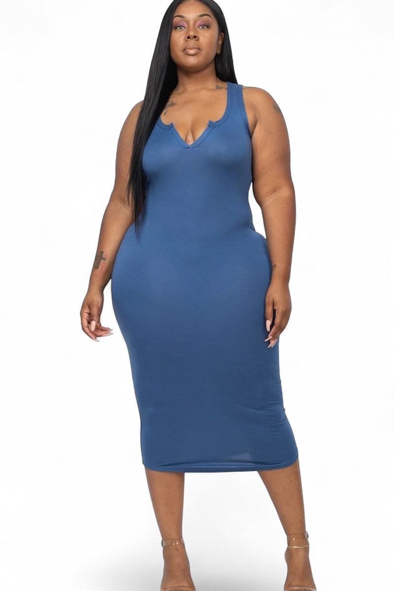 Curvy Split Neck Tank Dress  {BD2173X} The House of Stylez