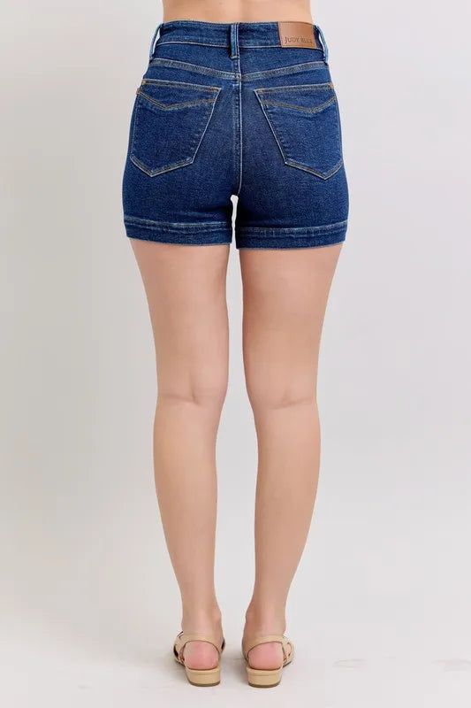 Judy Blue Full Size High Waist Tummy Control Denim Shorts Plus Size Berry Charmz
