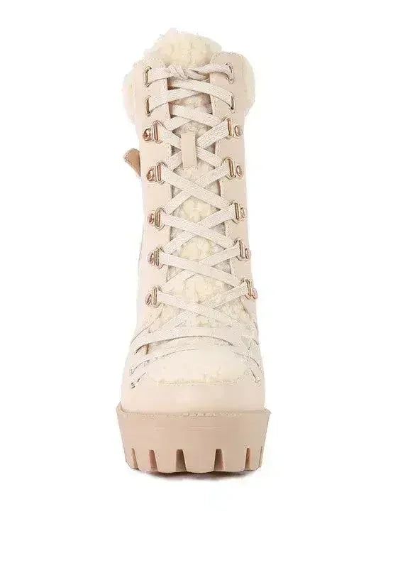 Faux Leather Fur Collar Ankle Boots - Chunky Heel | Femstylo Femstylo