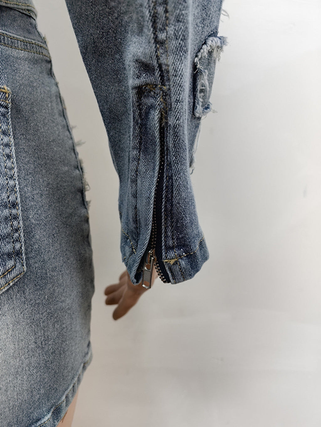Denim Embroidered Short Skirt Jacket Suits Suit See size chart under “more details” The Fashion Celestial