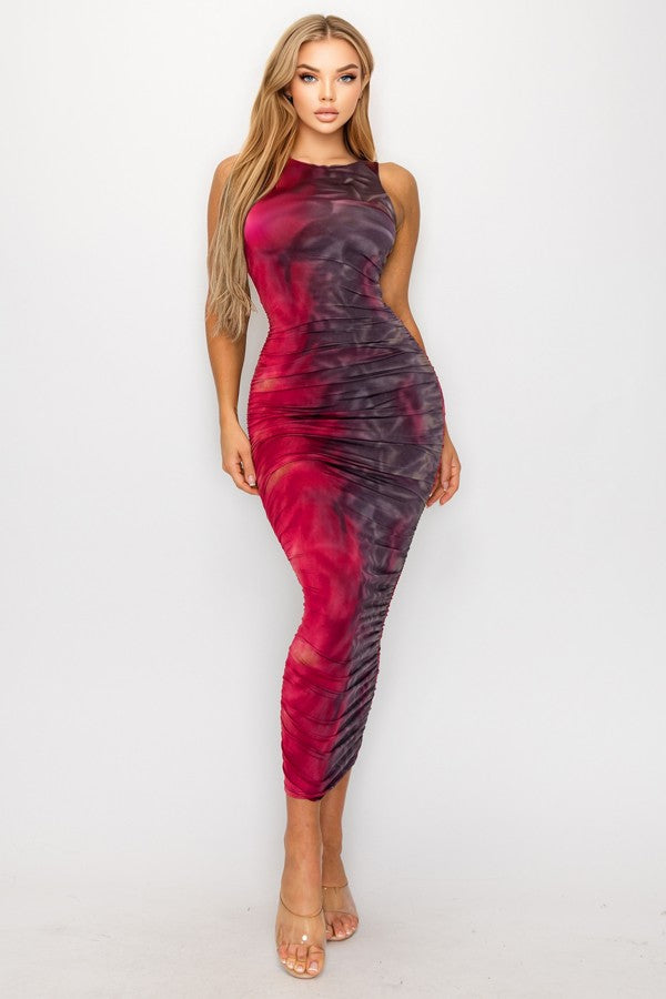 Fire & Brimstone Sleeveless Ruched Midi Dress S&E Retail Expo