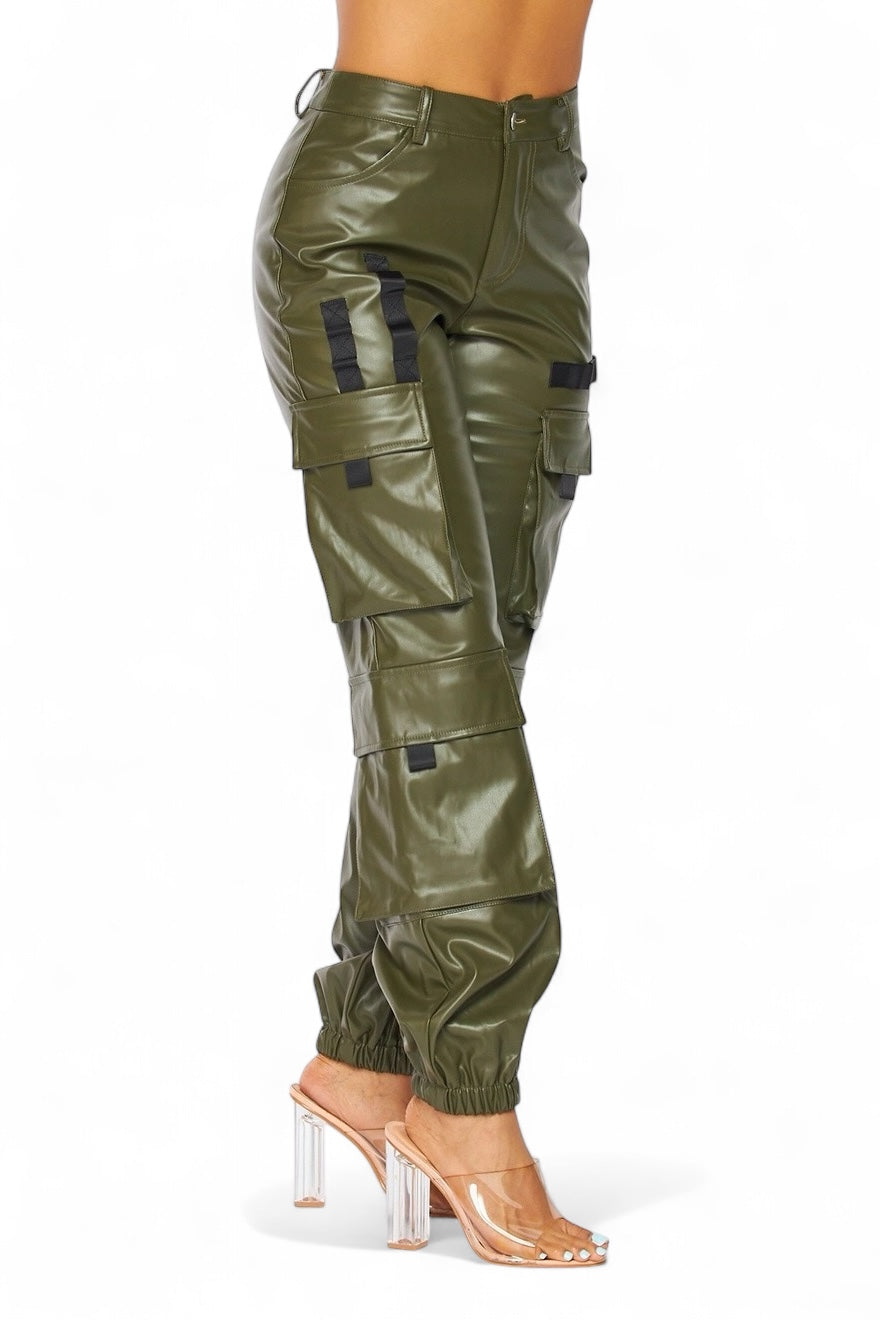 It's My Year Vegan Leather Cargo Jogger Pants The House of Stylez