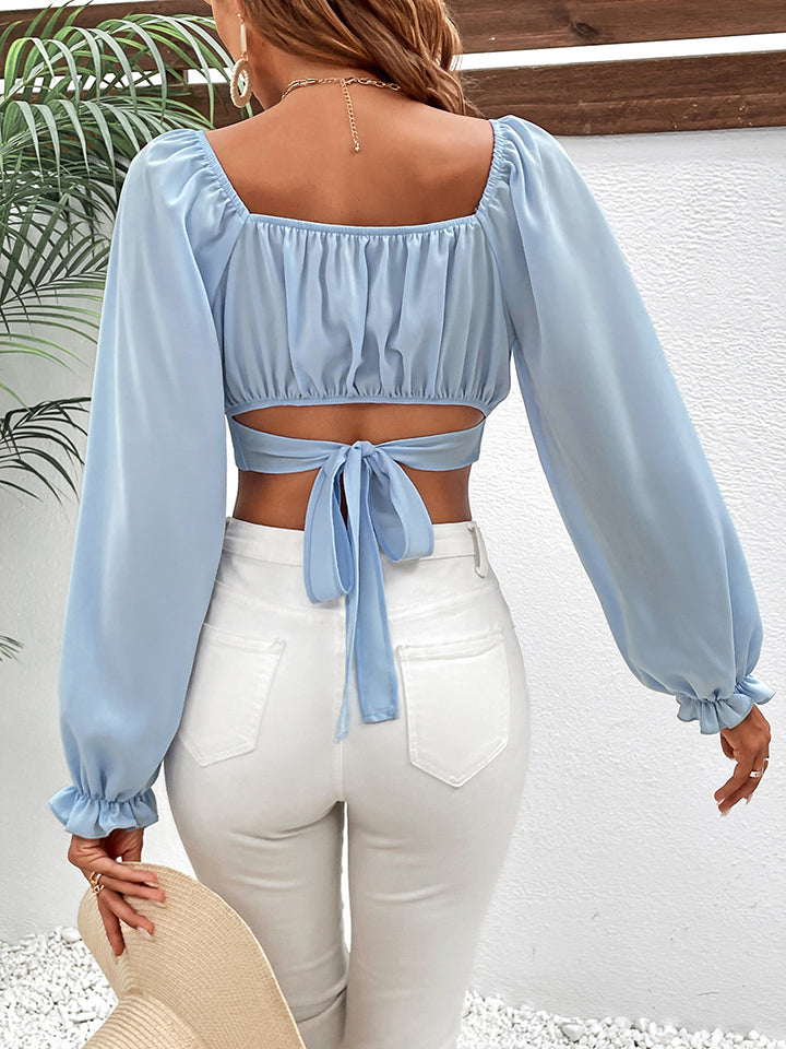Honey Raglan Sleeve Cropped Blouse Shopimist