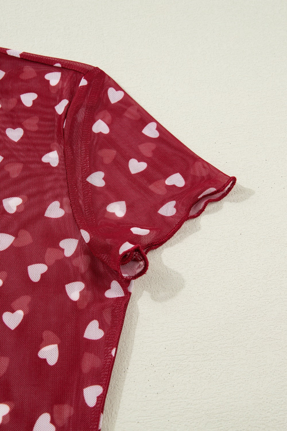 Sheer Heart Print Fitted Top Shopimist