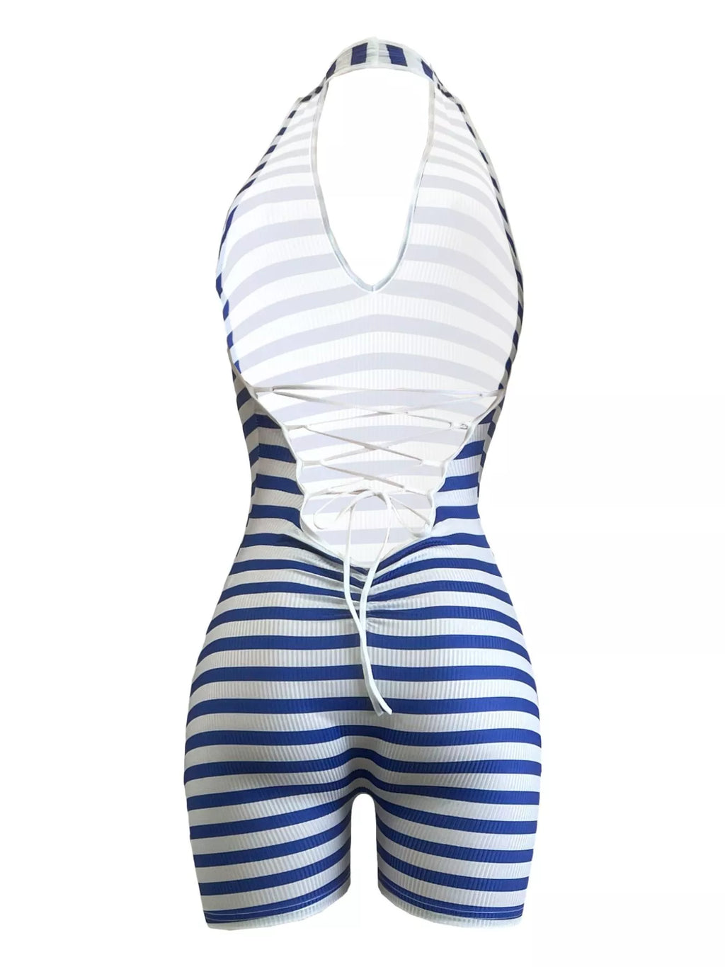 Striped Halter Neck Romper Shopimist