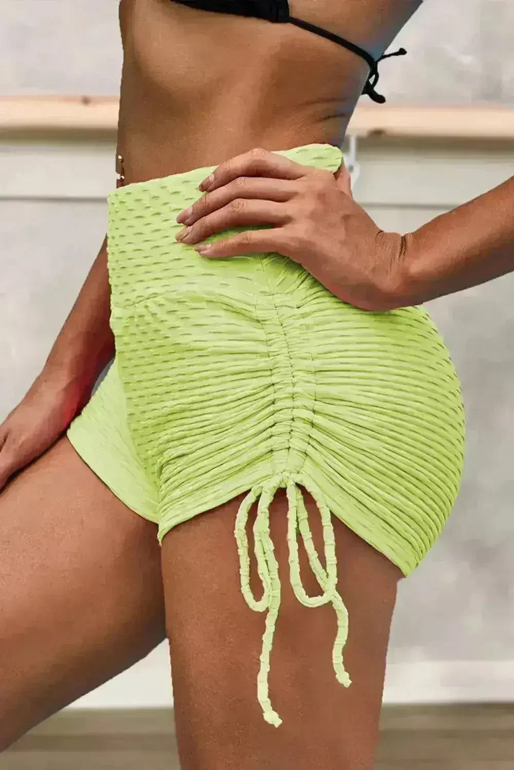 Yellow Butt Lifting High Waist Women's Swim Short Femstylo