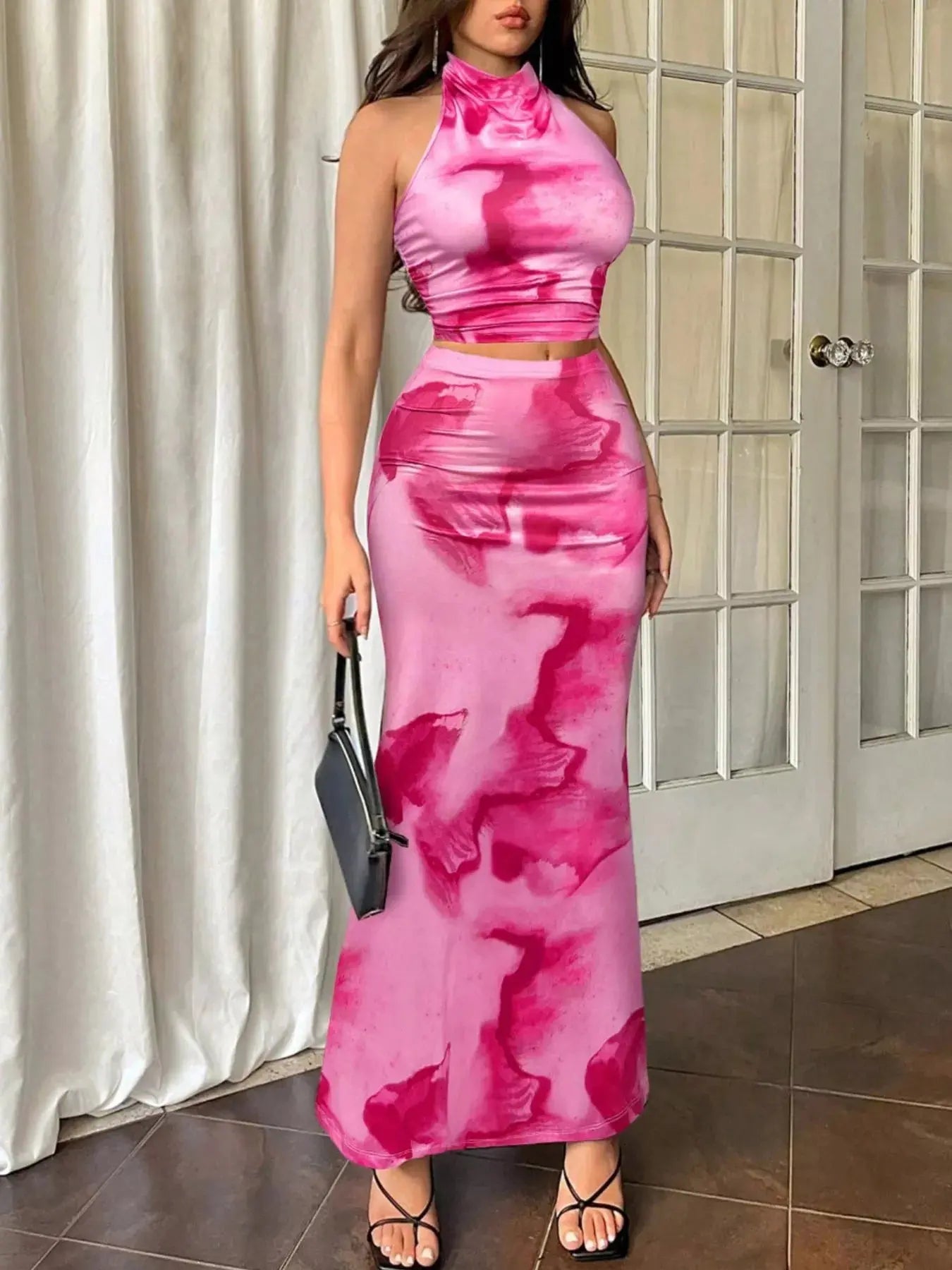 Tie-Dye Halter Top and Mermaid Skirt Set New Era Fashion LLc