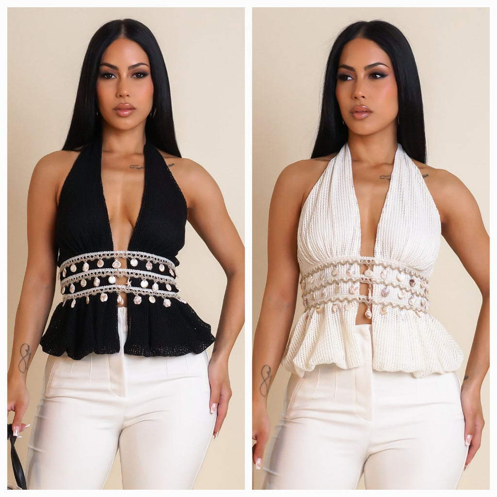 Seashore Shell Cropped Halter Top S&E Retail Expo