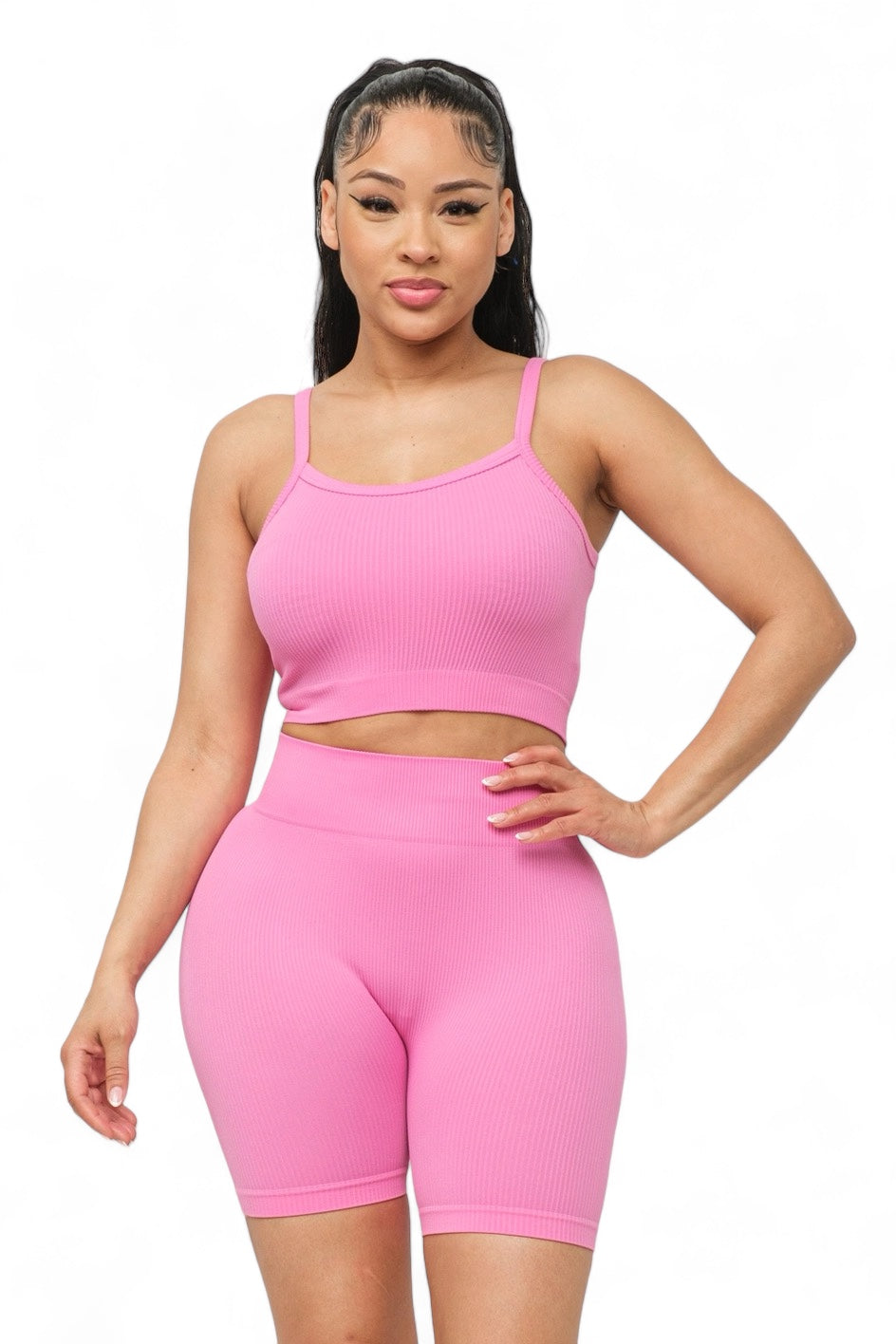 Seamless Basic Tank Top and Biker Shorts Set The House of Stylez