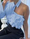 White Blouse With A One-shoulder TOP See size chart under “more details” The Fashion Celestial