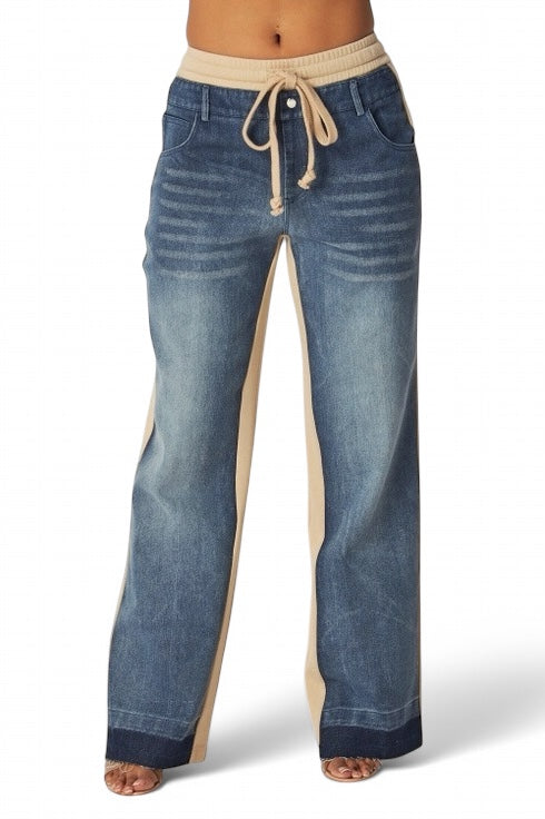 April Straight Leg Denim Jean Sweatpants The House of Stylez