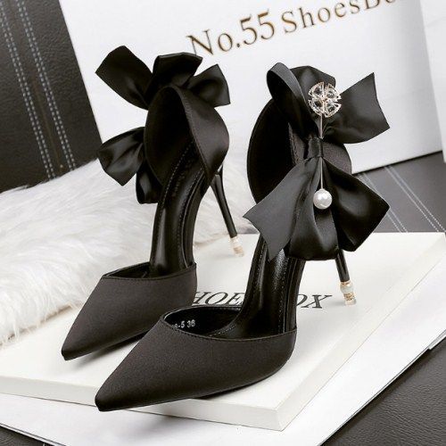 Women's Pointed Toe Bow Heels | Slip-On Stiletto Pumps Sarah Express