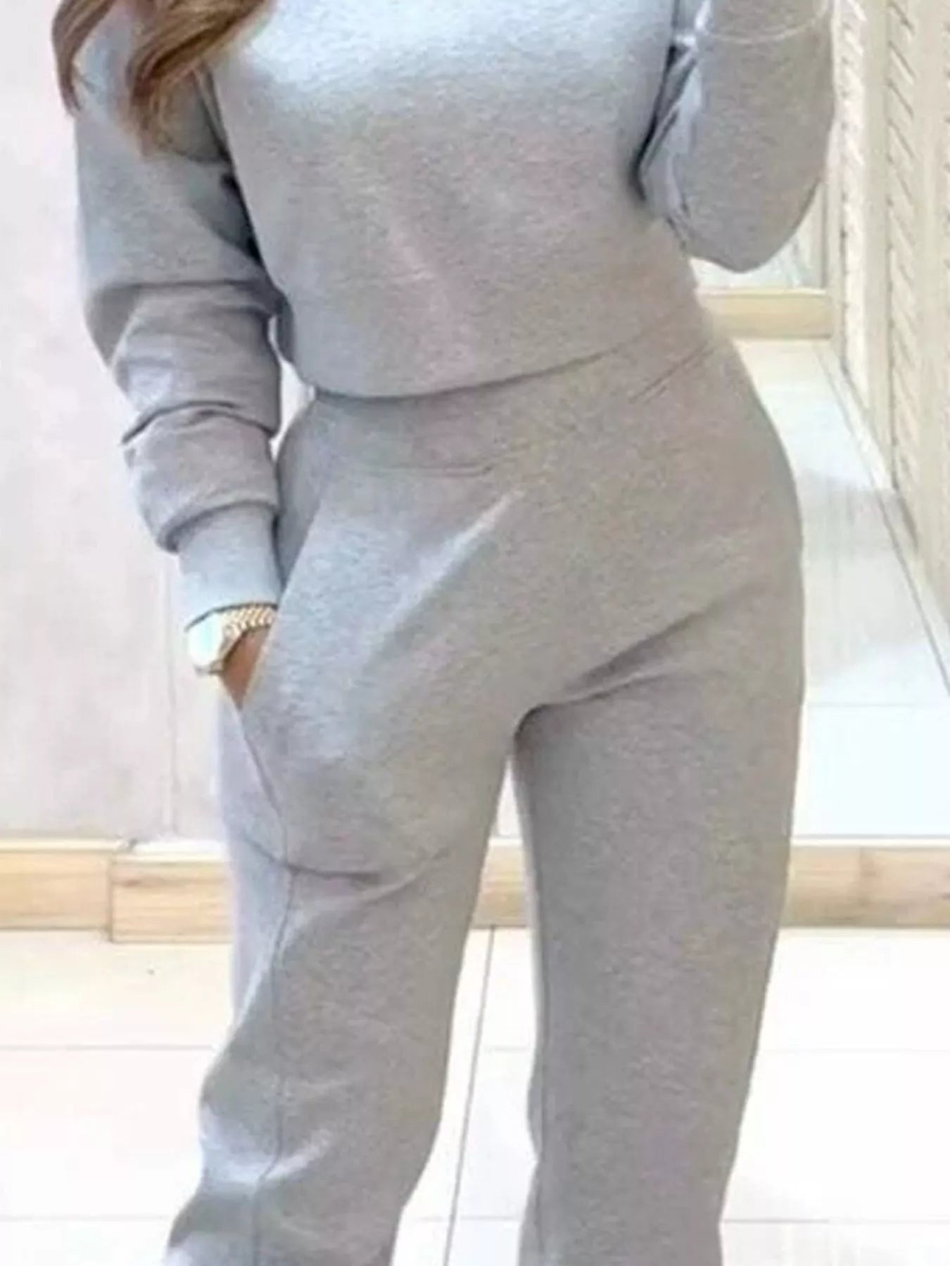 Casual Chic Cropped Sweatshirt and Jogger Set Simply Love