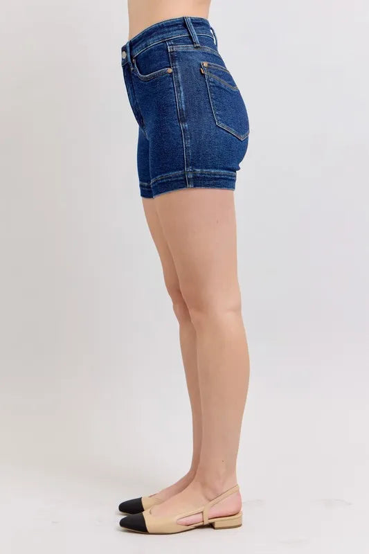 Judy Blue Full Size High Waist Tummy Control Denim Shorts Plus Size Berry Charmz