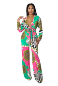 Two Piece Set: Green & Pink Palazzo Pants The House of Stylez