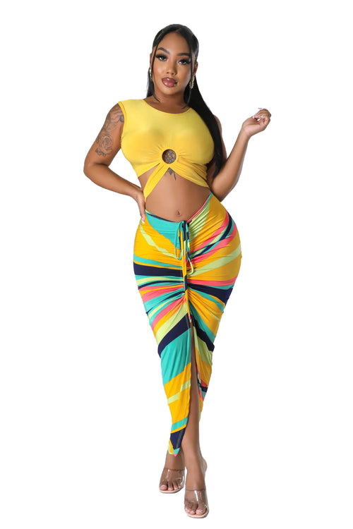 2 PC Crop Top Skirt Set The House of Stylez