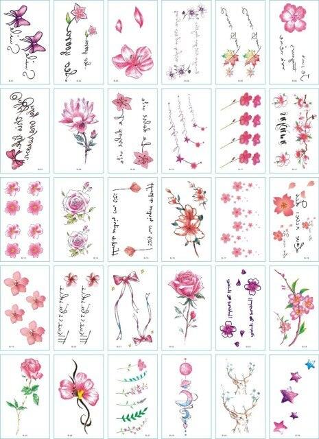 30 Pieces/set Small Luxury Temporary Tattoo Sticker Colorful Drawing Flower Cute Body Tatoo For Kids Adults Stevvex