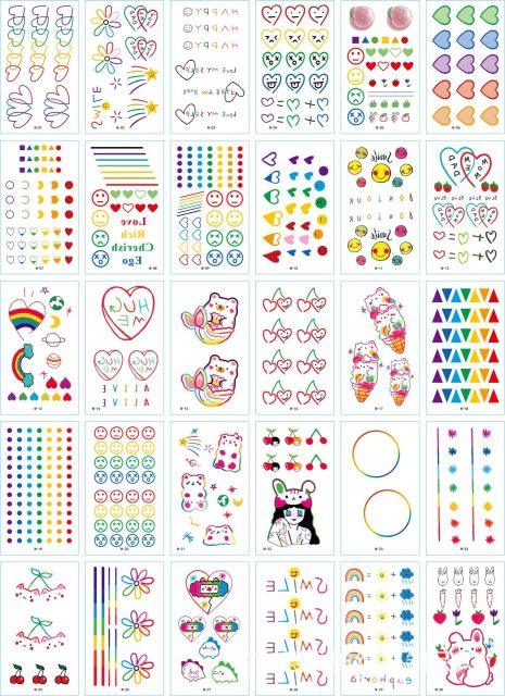 30 Pieces/set Small Luxury Temporary Tattoo Sticker Colorful Drawing Flower Cute Body Tatoo For Kids Adults Stevvex