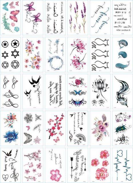 30 Pieces/set Small Luxury Temporary Tattoo Sticker Colorful Drawing Flower Cute Body Tatoo For Kids Adults Stevvex
