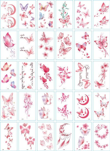 30 Pieces/set Small Luxury Temporary Tattoo Sticker Colorful Drawing Flower Cute Body Tatoo For Kids Adults Stevvex