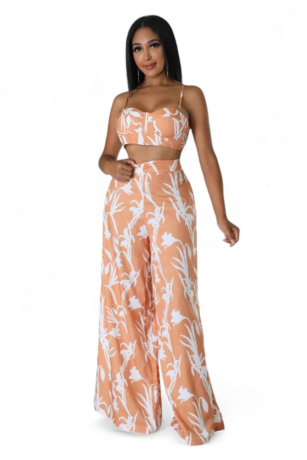 Two Piece Cropped Top & Wide Leg Pant Suit The House of Stylez