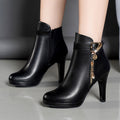 Women's Pointed-Toe Stiletto Boots | PU Leather High Heel Ankle Boots Sarah Express