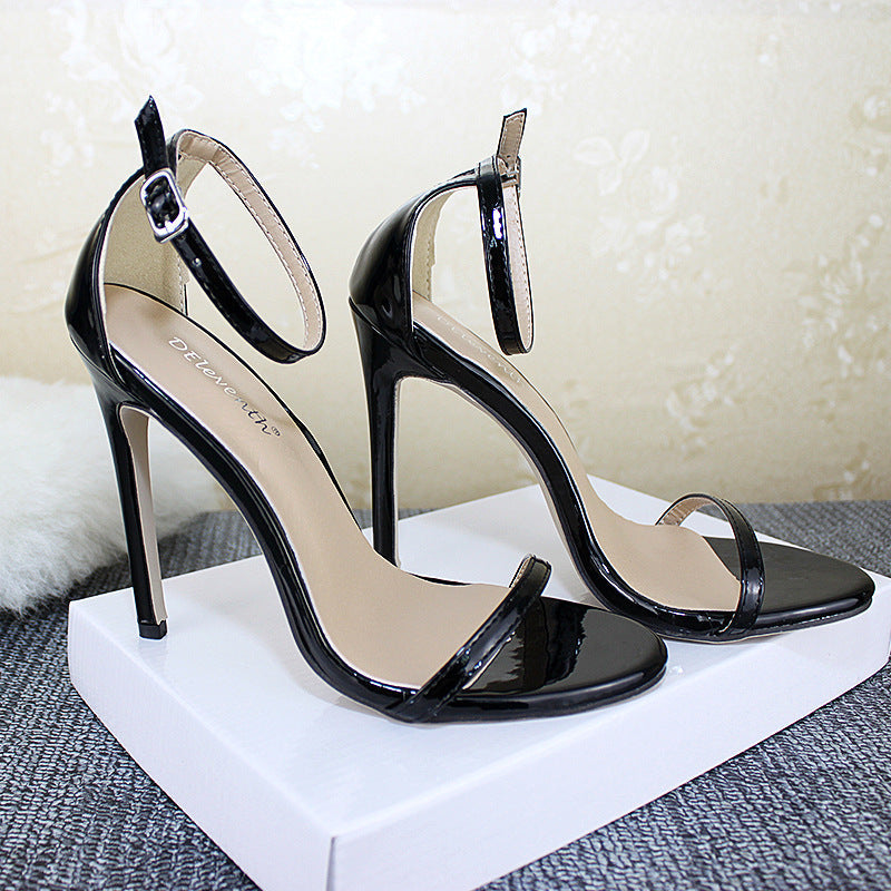 Women's Fish Mouth Stiletto Sandals | Buckle High Heel Open-Toe Heels Sarah Express