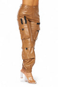 It's My Year Vegan Leather Cargo Jogger Pants The House of Stylez