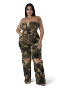 Curvy Camouflage Strapless Jumpsuit The House of Stylez