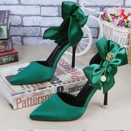 Women's Pointed Toe Bow Heels | Slip-On Stiletto Pumps Sarah Express