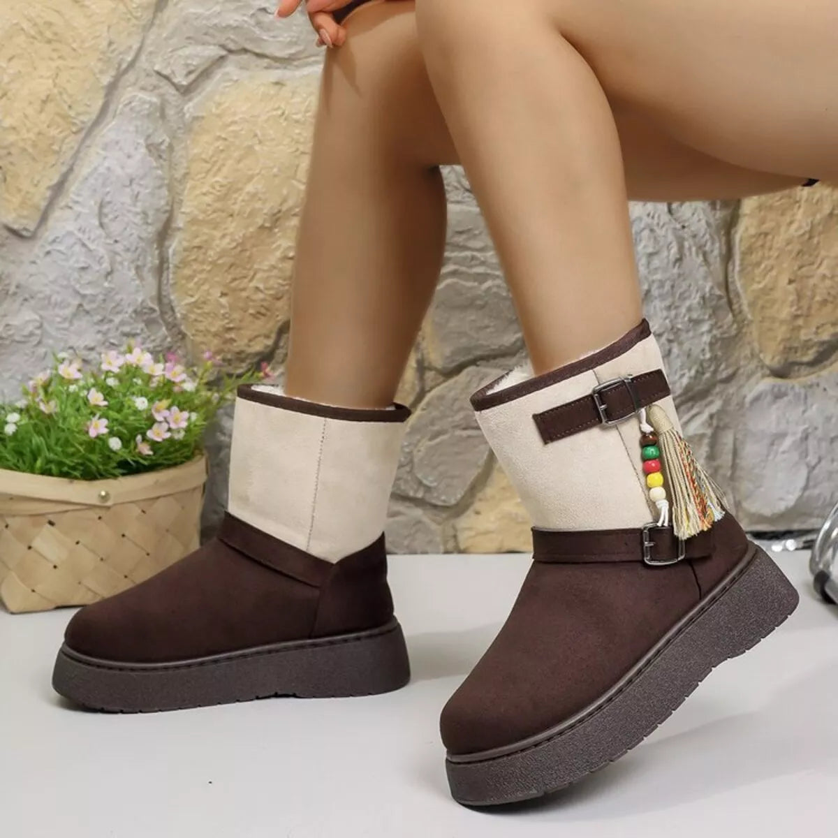 Bohemian Style Ankle Boots with Tassel Decor Simply Love