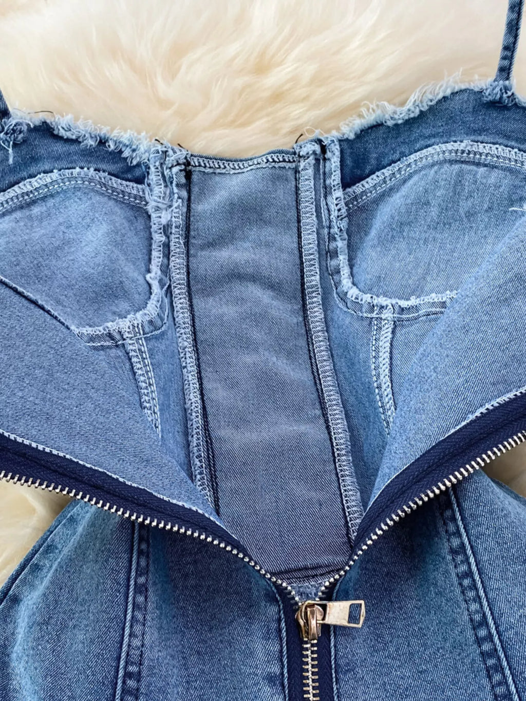 Lace-Up Denim A-Line Mini Dress Shopimist